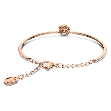 Pevný náramek Una, Kulatý výbrus, Fialová, Povrchová úprava z 18k růžového zlata - Swarovski, 5620554