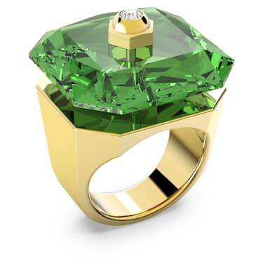 Numina 個性戒指, 八角形切割, 綠色, 鍍金色色調 - Swarovski, 5620761
