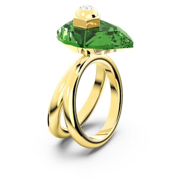 Numina ring, Pear cut, Green, Gold-tone plated - Swarovski, 5620765