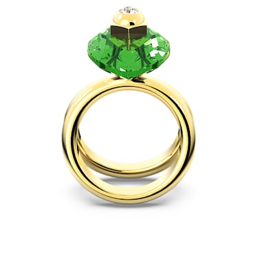 Numina ring, Pear cut, Green, Gold-tone plated - Swarovski, 5620766