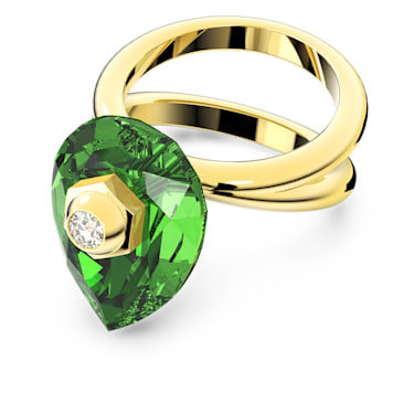 Numina ring, Pear cut, Green, Gold-tone plated - Swarovski, 5620767