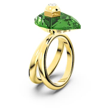 Anel Numina, Lapidação pera, Verde, Lacado a dourado - Swarovski, 5620767