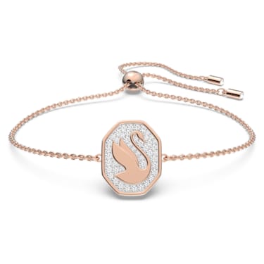 Signum bracelet, Swan, White, Rose gold-tone plated - Swarovski, 5621107
