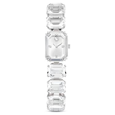 Hodinky, Náramek s osmihranným výbrusem, Bílá, Nerezová ocel - Swarovski, 5621173