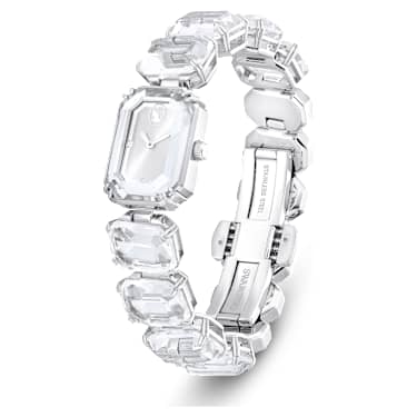 手錶, 方形切割手鏈, 白色, 不銹鋼 - Swarovski, 5621173