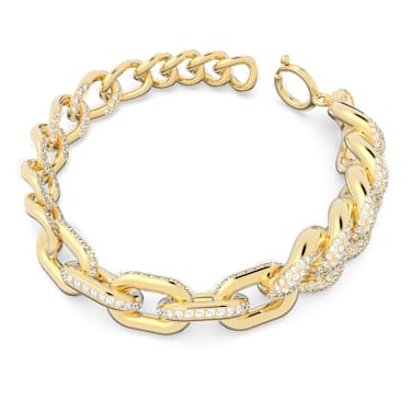 Dextera bracelet, Pavé, White, Gold-tone plated | Swarovski