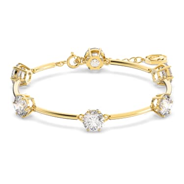 Constella bracelet Round cut White Shiny gold tone plated