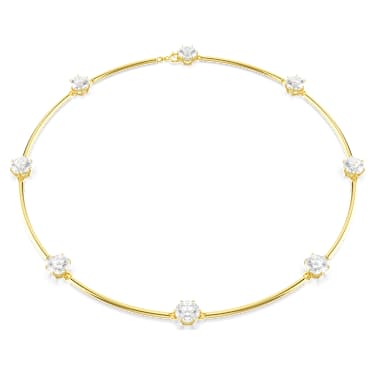 Constella 束颈项链, 圆形切割, 白色, 闪耀的镀金色调 - Swarovski, 5622720