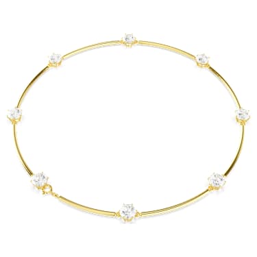 Constella 束颈项链, 圆形切割, 白色, 闪耀的镀金色调 - Swarovski, 5622720