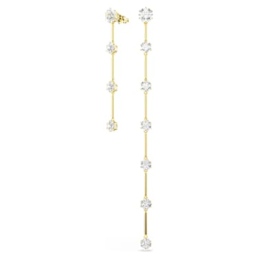 Cercei cu drop Constella, Design asimetric, Tăietură rotundă, Albi, Fényes aranyszínű bevonatú - Swarovski, 5622721