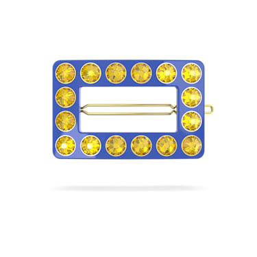 Hair clip, Round cut, Rectangular shape, Blue, Gold-tone plated - Swarovski, 5623076