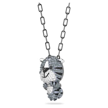 Zodiac Tiger pendant, Tiger, Grey, Ruthenium plated - Swarovski, 5623750