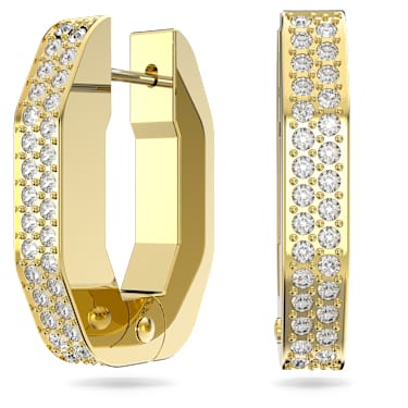 Dextera ringoorbellen, Achthoekige vorm, S, Wit, Goudkleurige toplaag - Swarovski, 5626084