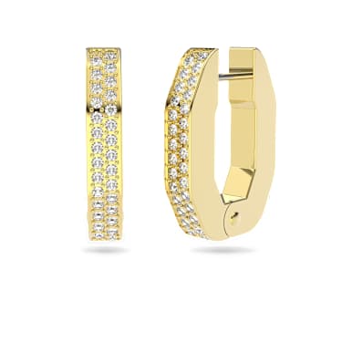 Dextera ringoorbellen, Achthoekige vorm, S, Wit, Goudkleurige toplaag - Swarovski, 5626084