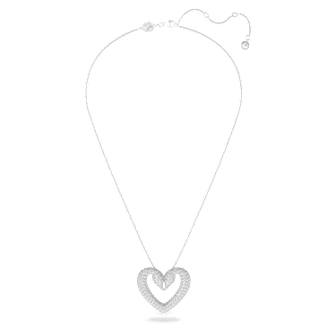 Sublima pendant, Heart, Large, White, Rhodium plated - Swarovski, 5626176