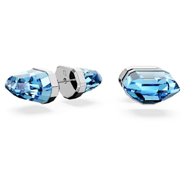 Pendientes de botón Lucent, Azules, Baño de rodio - Swarovski, 5626606