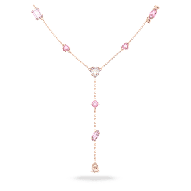 Gema 520 Y 字形鏈墜, 心心糖果, 粉紅色, 鍍玫瑰金色調 - Swarovski, 5626658