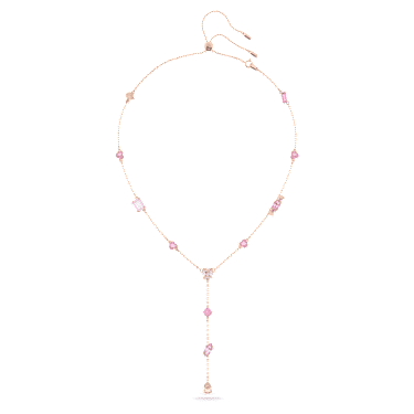 Gema 520 Y 字形鏈墜, 心心糖果, 粉紅色, 鍍玫瑰金色調 - Swarovski, 5626658