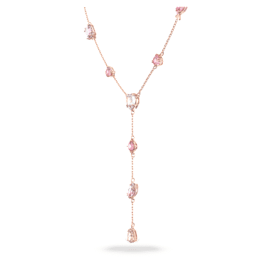 Gema 520 Y 字形鏈墜, 心心糖果, 粉紅色, 鍍玫瑰金色調 - Swarovski, 5626658