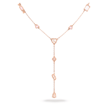 Gema 520 Y 字形鏈墜, 心心糖果, 粉紅色, 鍍玫瑰金色調 - Swarovski, 5626658
