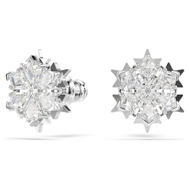 Magic 耳钉, 雪花, 白色, 镀铑 - Swarovski, 5627347