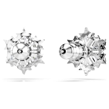 Cercei stud Magic, Fulg de zăpadă, Albi, Placat cu rodiu | Swarovski