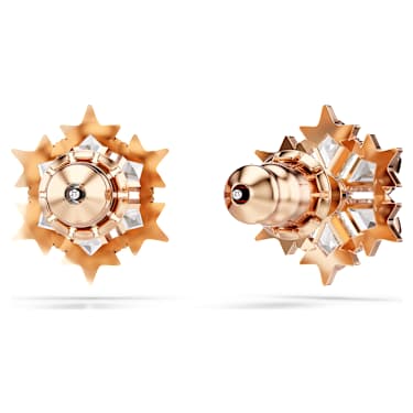 Magic stud earrings, Snowflake, White, 18K rose gold finish - Swarovski, 5627348