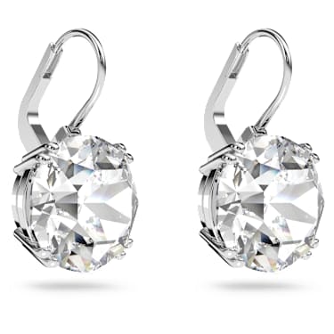 Orecchini pendenti Millenia, Taglio Round, Bianchi, Placcato rodio - Swarovski, 5628351