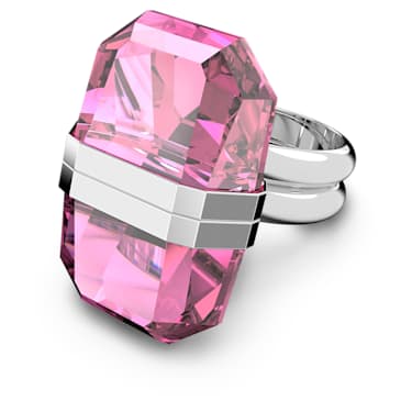 Lucent ring, Magnetic closure, Pink, Rhodium plated - Swarovski, 5628502