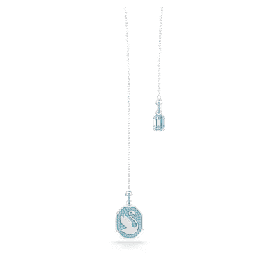 Swan Y necklace, Swan, Blue, Rhodium plated - Swarovski, 5628544