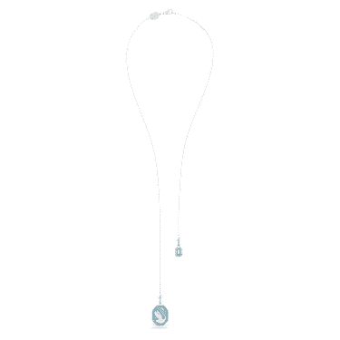 Swan Y necklace, Swan, Blue, Rhodium plated - Swarovski, 5628544