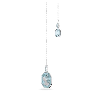 Swan Y necklace, Swan, Blue, Rhodium plated - Swarovski, 5628544