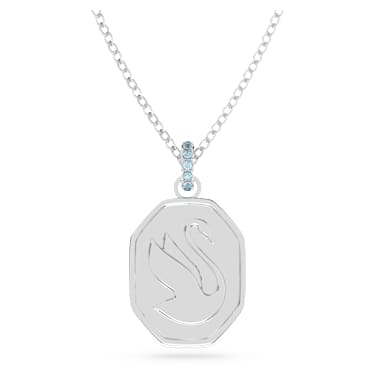 Signum 链坠, 天鹅, 长款, 蓝色, 镀铑 - Swarovski, 5628546