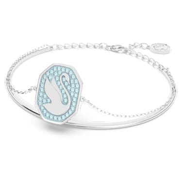 Brazalete Swan, Cisne, Azul, Baño de rodio - Swarovski, 5628552