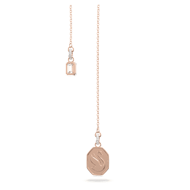 Signum Y形项链, 天鹅, 白色, 镀玫瑰金色调 - Swarovski, 5628565