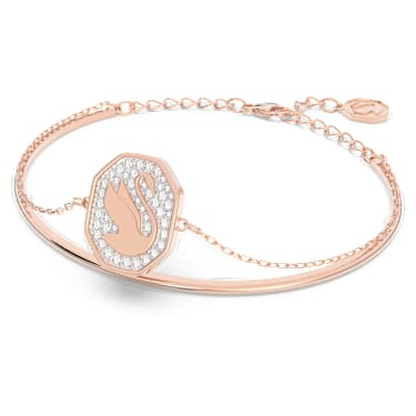 Signum bangle, Swan, White, Rose gold-tone plated - Swarovski, 5628568