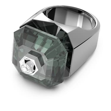 Numina cocktail ring, Octagon cut, Black, Ruthenium plated - Swarovski, 5628580