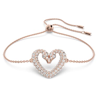 Sublima karkötő, Szív, Közepes, Fehér, Rózsaarany-tónusú bevonattal - Swarovski, 5628658