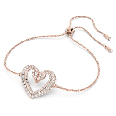 Sublima bracelet, Heart, Medium, White, Rose gold-tone plated - Swarovski, 5628658