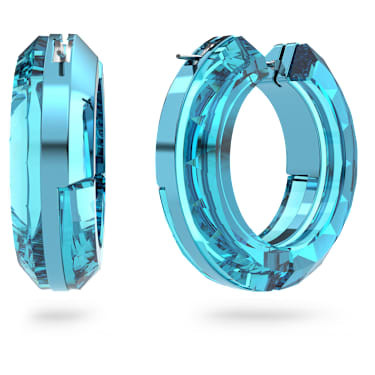 Lucent hoop earrings, Statement, Round shape, Blue - Swarovski, 5629220