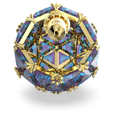 Pendiente de botón Curiosa, Individual, Talla triangular, Azules, Baño tono oro - Swarovski, 5630312
