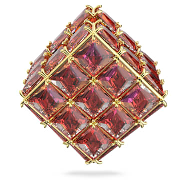 Curiosa 耳釘耳環, 單個，正方形切割, 橙色, 鍍金色色調 - Swarovski, 5630313