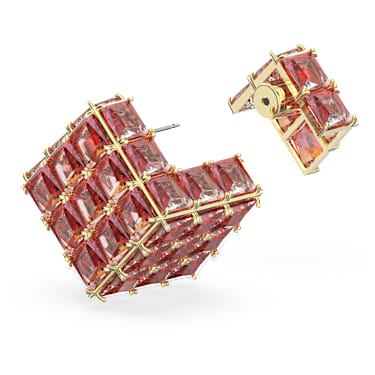 Curiosa 耳釘耳環, 單個，正方形切割, 橙色, 鍍金色色調 - Swarovski, 5630313