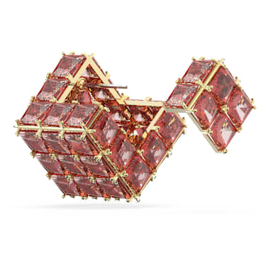 Curiosa 耳釘耳環, 單個，正方形切割, 橙色, 鍍金色色調 - Swarovski, 5630313