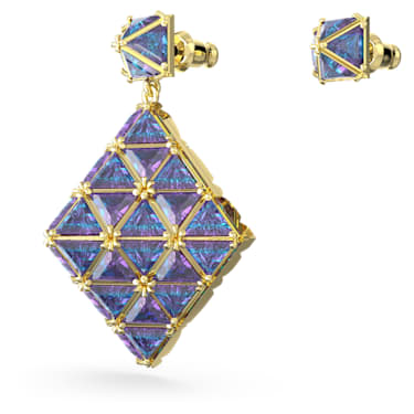 Curiosa drop earrings, Asymmetrical design, Blue, Gold-tone plated - Swarovski, 5630314