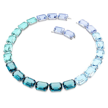 Millenia Halskette, Oktagon-Schliff, Blau, Rhodiniert - Swarovski, 5630369