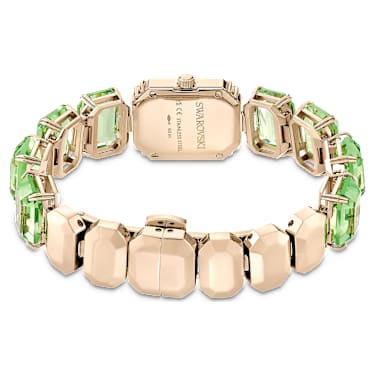 ウォッチ, オクタゴンカット ブレスレット, グリーン, シャンパンゴールドトーン仕上げ - Swarovski, 5630834