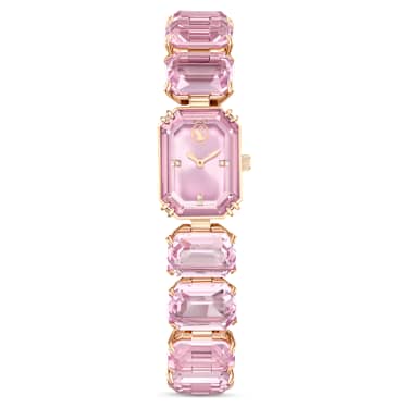 Saat, Sekizgen kesim bileklik, Pembe, Pembe altın rengi yüzey - Swarovski, 5630837