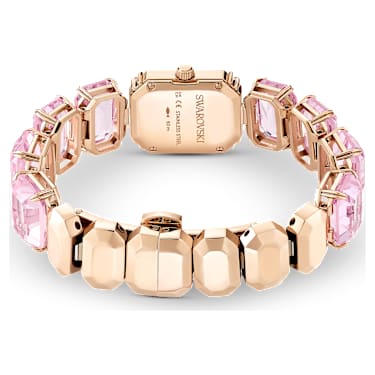 Saat, Sekizgen kesim bileklik, Pembe, Pembe altın rengi yüzey - Swarovski, 5630837