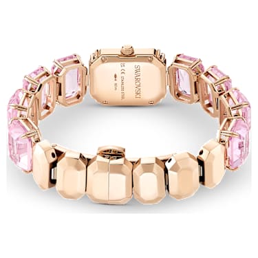 Watch, Octagon cut bracelet, Pink, Rose gold-tone finish | Swarovski
